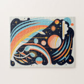 Abstracte cartoon ruimte planeet. Moderne kosmos Legpuzzel (Horizontaal)