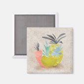 Abstracte cartoon wortelen anananas magneet (Voorkant / Achterkant)