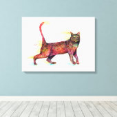 Abstracte Cat aquarel Canvas Afdruk (Insitu (Houten vloer))