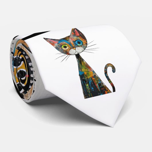 Abstracte Cat Design stropdas (Opgerold)