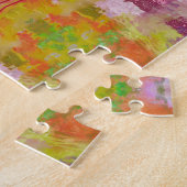Abstracte challenge puzzel in roze & groen legpuzzel (Zijkant)