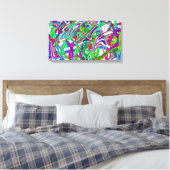 Abstracte Chaos Kleurrijke Kunst Canvas Afdruk (Insitu (Slaapkamer))