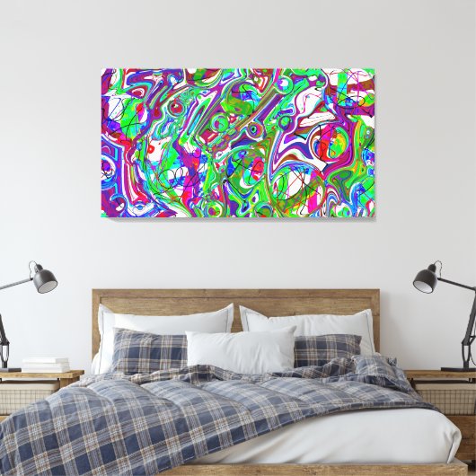 Abstracte Chaos Kleurrijke Kunst Canvas Afdruk (Insitu (Slaapkamer))