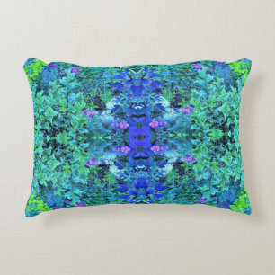 Abstracte Chartreuse en Blauwe Bladpatroon Accent Kussen