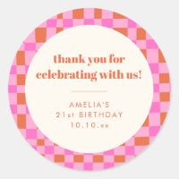 Abstracte Checker Pink Custom 21st Verjaardag Beda