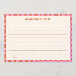 Abstracte Checker Roze Oranje Aangepaste Bruidsdou Advieskaart