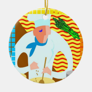 Abstracte Chef-koken, tekst toevoegen, bewerken Keramisch Ornament