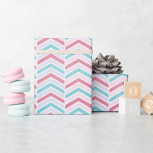 Abstracte Cherry en Blue Faded Chevron Pattern Cadeaupapier