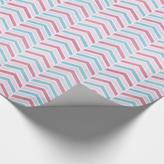 Abstracte Cherry en Blue Faded Chevron Pattern Cadeaupapier (Hoek)