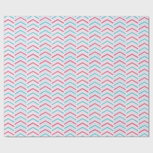 Abstracte Cherry en Blue Faded Chevron Pattern Cadeaupapier (Vlak)