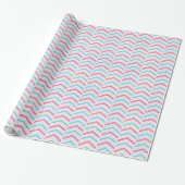 Abstracte Cherry en Blue Faded Chevron Pattern Cadeaupapier (Uitgerold)