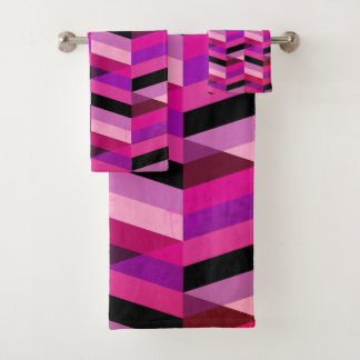 Abstracte chevron/visgraat | Paars & Violet Bad Handdoek