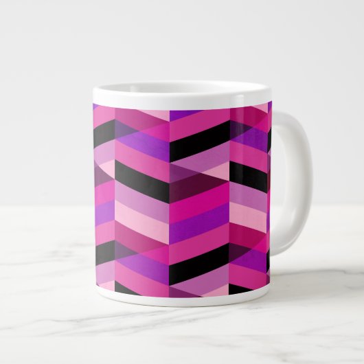 Abstracte chevron/visgraat | Paars & Violet Extra Grote Beker (Voorkant rechts)