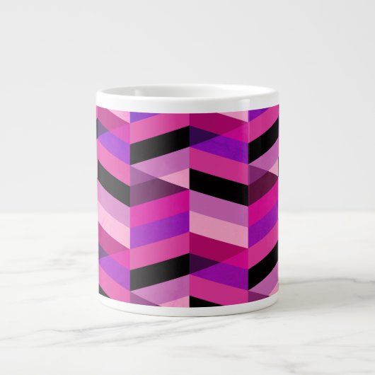 Abstracte chevron/visgraat | Paars & Violet Extra Grote Beker (Voorkant)