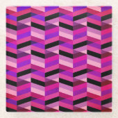 Abstracte chevron/visgraat | Paars & Violet Glazen Onderzetter (Voorkant)