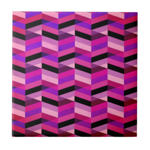 Abstracte chevron/visgraat Paars & Violet Tegeltje