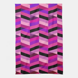 Abstracte chevron/visgraat Paars & Violet Theedoek