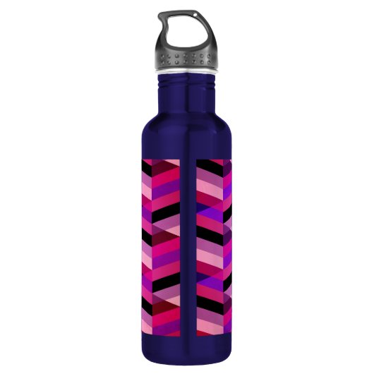 Abstracte chevron/visgraat | Paars & Violet Waterfles (Achterkant)