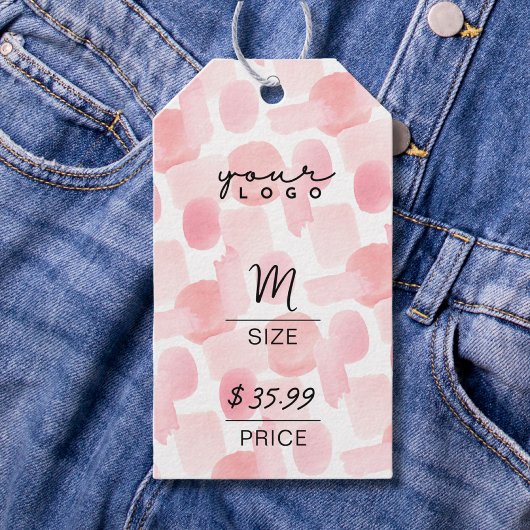 Abstracte Chic Blush Roze QR Kledingstuk Prijs Lab Cadeaulabel