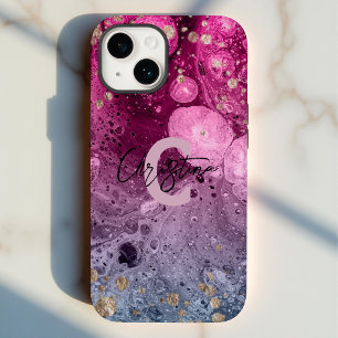 Abstracte chique luxe glam marmeren gietverf Case-Mate iPhone 14 hoesje