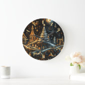 Abstracte Christmas Village Chalk Drawing Night Sk Grote Klok (Huis)