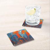 Abstracte cijfers vierkante kartonnen onderzetter (Insitu)