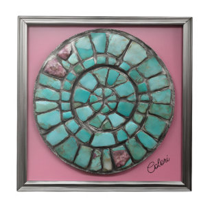 Abstracte cirkel van turquoise en roze stenen tegeltje
