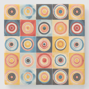 Abstracte Cirkelkunst geïnspireerd door Hilma AF K Stenen Onderzetter