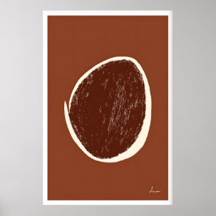 Abstracte cirkelkunstprint aardetinten en poster