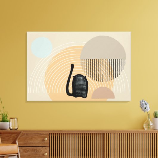 Abstracte cirkels Cat 8 Canvas Print (Insitu (Woonkamer))
