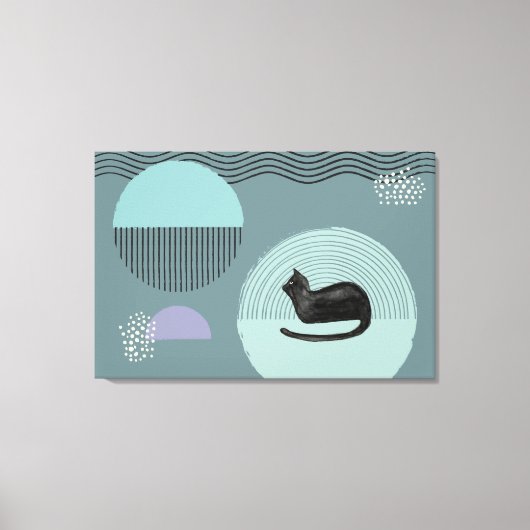 Abstracte cirkels Cat Resting Canvas Print (Voorkant)