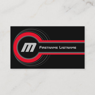 Abstracte cirkels grijze rode tinten elegant zwart visitekaartje