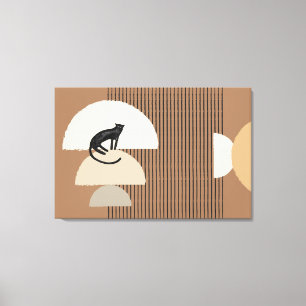 Abstracte cirkels Kat Lijnkunst Canvasprint Canvas Afdruk