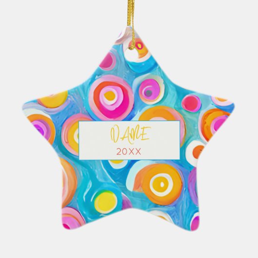 Abstracte cirkels Kunstmatige, kleurrijke kunst Keramisch Ornament (Achterkant)