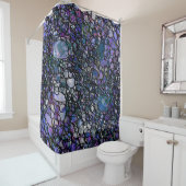 Abstracte cirkels met handtekening, blauw, Paars, Douchegordijn (In situ)