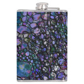 Abstracte cirkels met handtekening, blauw, Paars,  Heupfles (Achterkant)