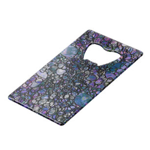 Abstracte cirkels met handtekening, blauw, Paars, Kredietkaart Flessenopener