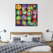 Abstracte cirkels met middenklassestijl canvas afdruk (Insitu (Slaapkamer))