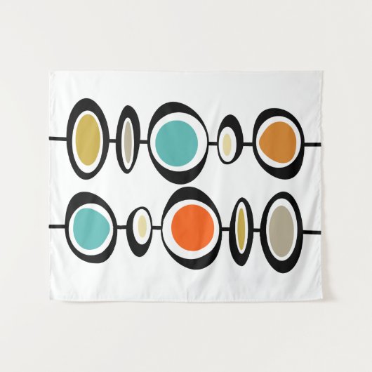 Abstracte cirkels midden eeuw moderne gewaagde ret wandkleed (Voorkant (horizontaal))