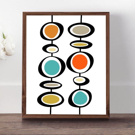 Abstracte cirkels midden eeuw moderne kleurrijke r poster