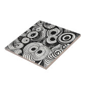 Abstracte cirkels ogen zwart wit tegeltje (Zijkant)