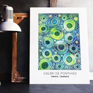 Abstracte cirkels Patroon Blauwgroen goud  Poster