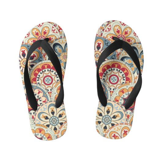 Abstracte cirkels: trendy gekleurd behang kinder teenslippers (Voetbed)