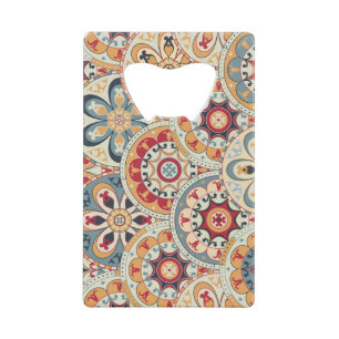Abstracte cirkels: trendy gekleurd behang kredietkaart flessenopener