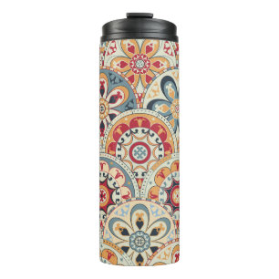 Abstracte cirkels: trendy gekleurd behang thermosbeker