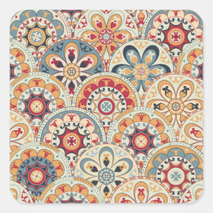 Abstracte cirkels: trendy gekleurd behang vierkante sticker