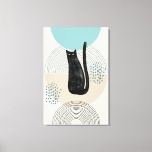 Abstracte cirkels zwarte Kat 4 Canvas Afdrukken