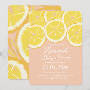 Abstracte citroen citrus limonade roze babyshower kaart
