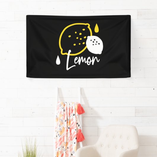 Abstracte citroenillustratie - Fresh Citrus Art Spandoek (Insitu)