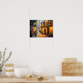 Abstracte Cityscape Art Print, Hedendaagse straat Poster (Keuken)